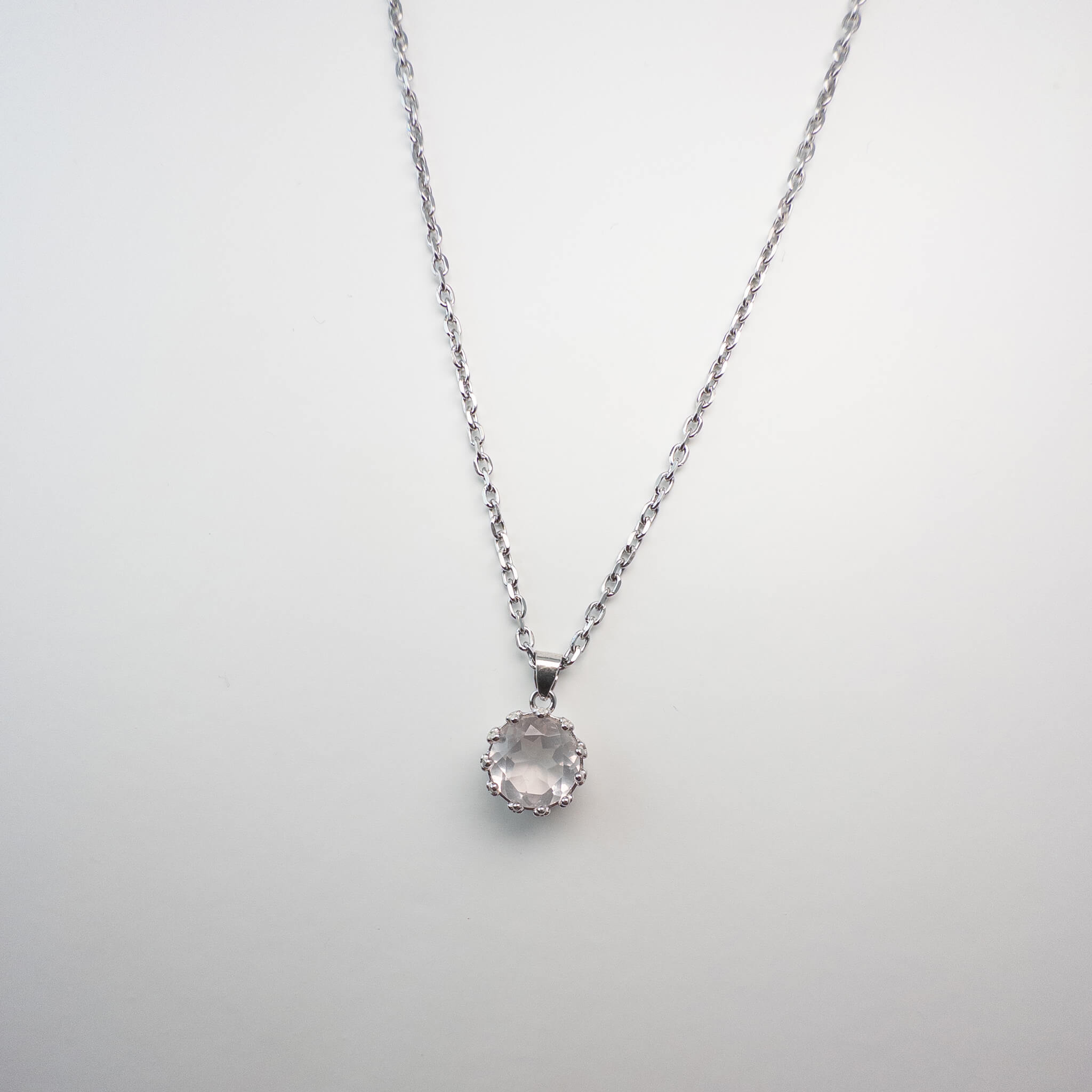 rozenkwarts ketting zilver