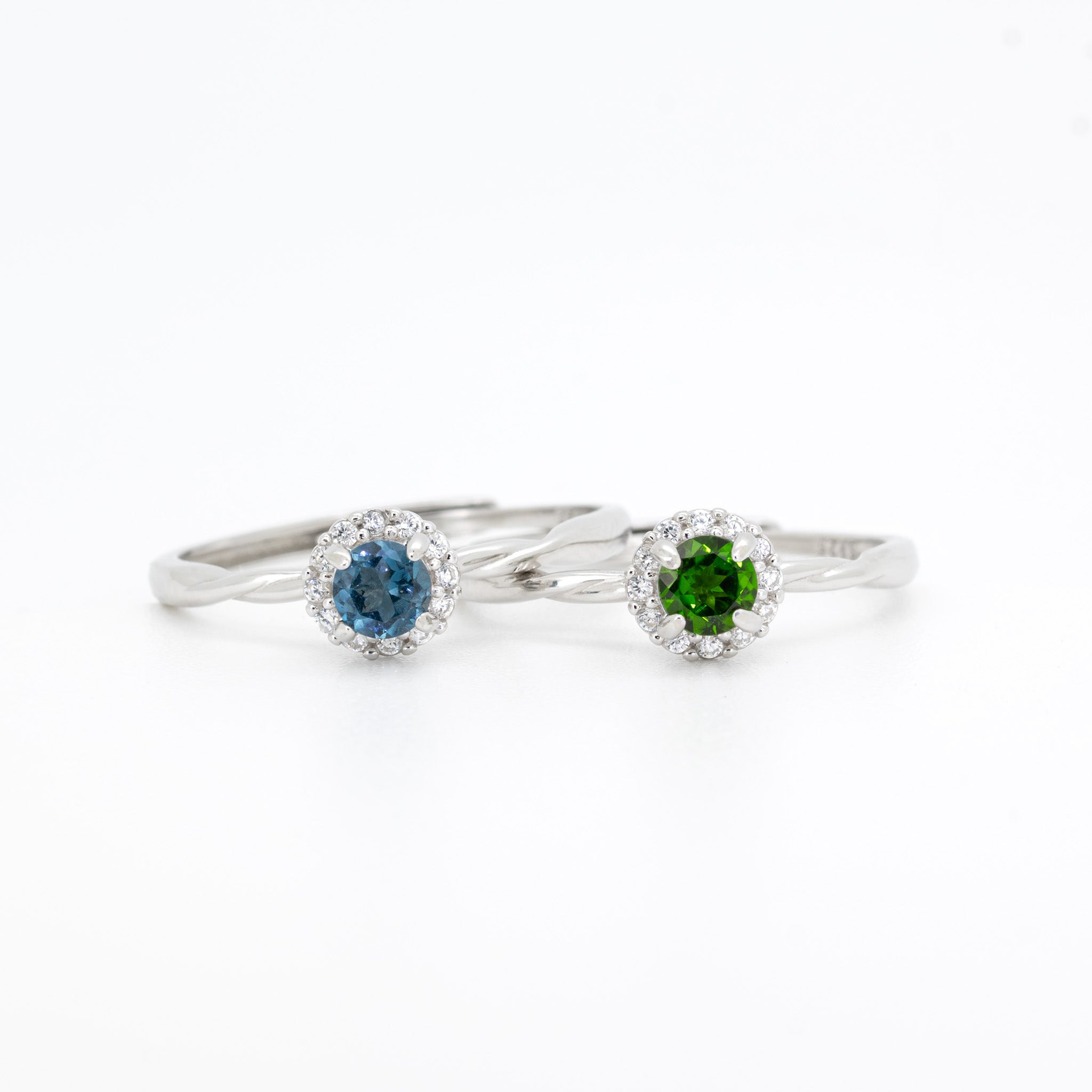 Chroomdiopsiet & London Blauwe Topaas Ring