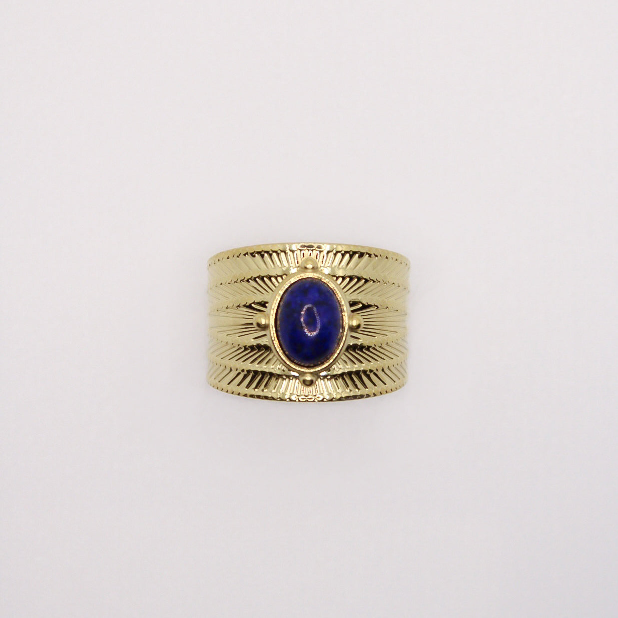 brede lapis lazuli ring goud