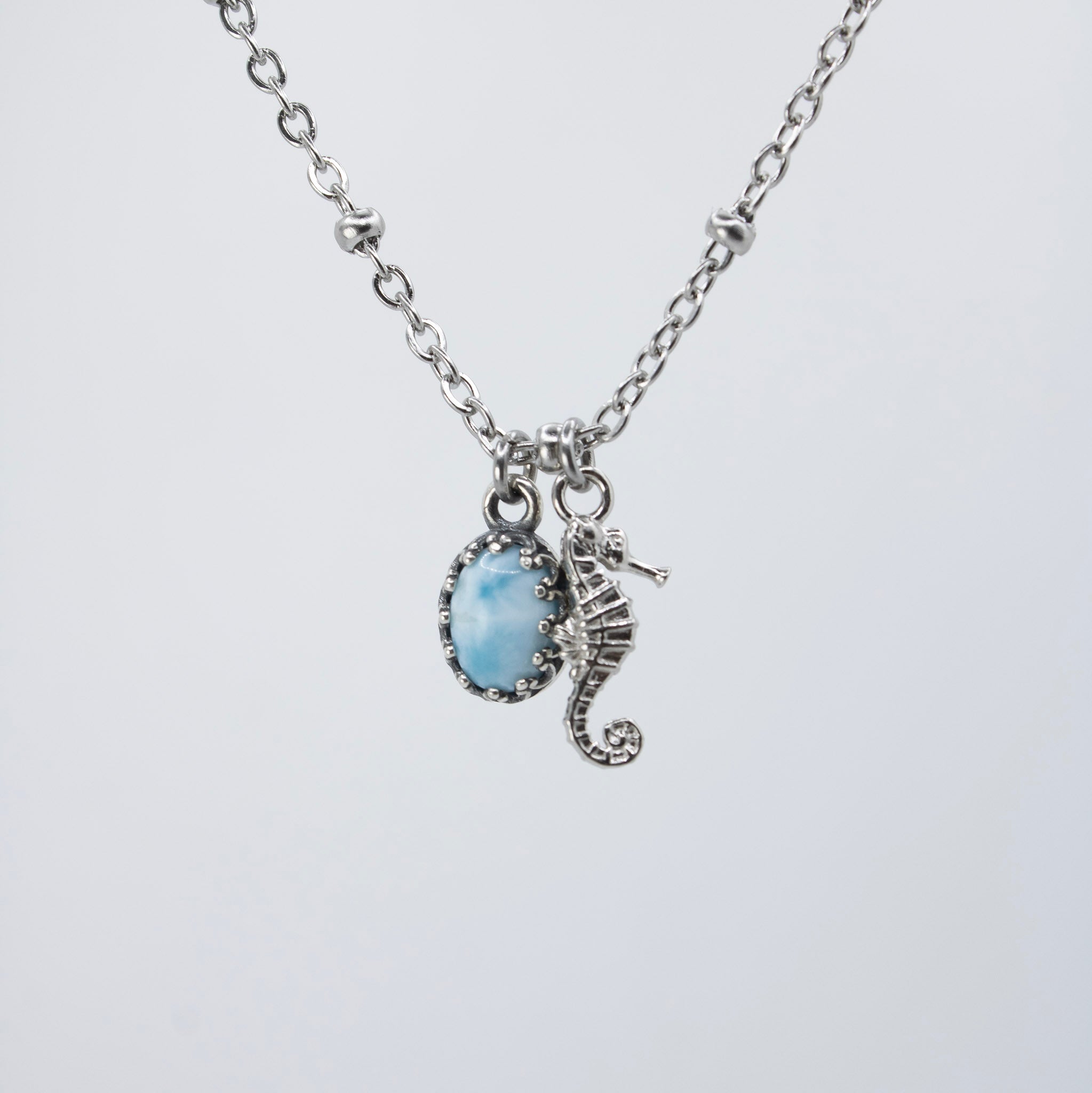 zeepaard larimar ketting