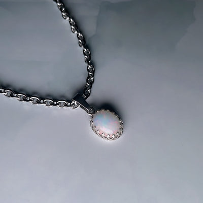 Zilveren opaal ketting